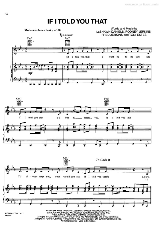 Partitura da música If I Told You That