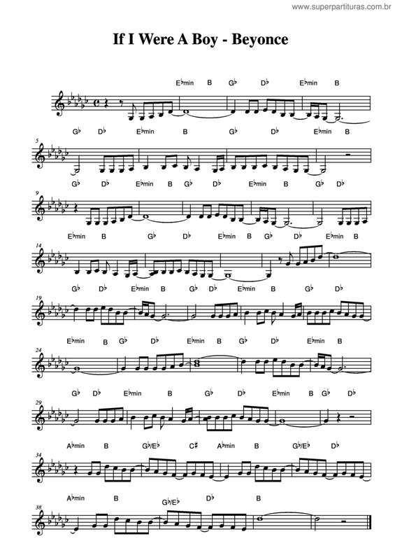 Partitura da música If I Were A Boy v.2