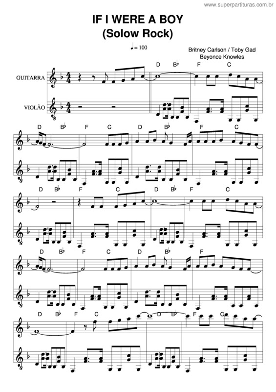 Partitura da música If I Were A Boy v.3