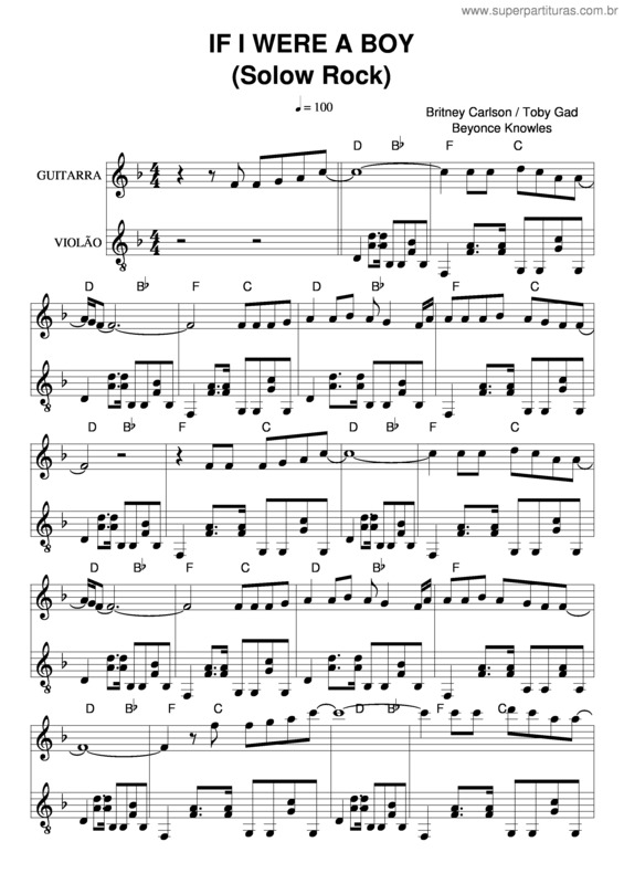 Partitura da música If I Were A Boy v.3