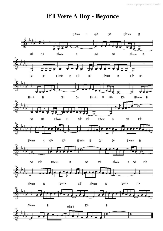 Partitura da música If I Were A Boy