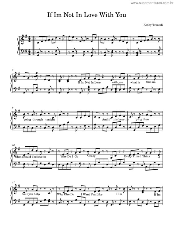 Partitura da música If Im Not In Love With You Kathy Trocoli