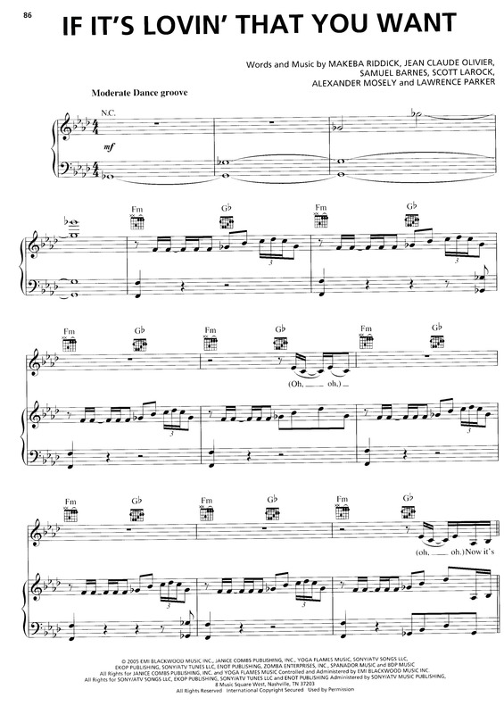 Partitura da música If It´s Lovin´ That You Want