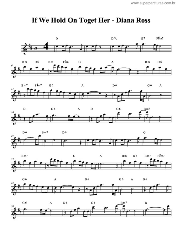 Partitura da música If We Hold On Toget Her v.2