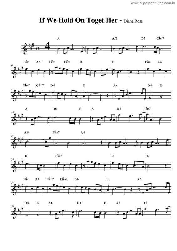 Partitura da música If We Hold On Toget Her v.3