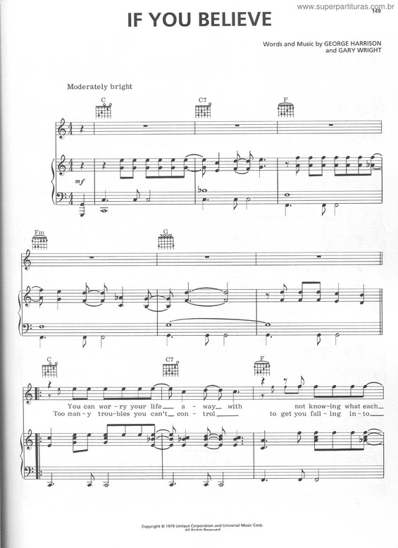 Partitura da música If You Believe