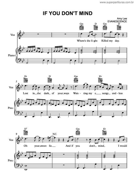 Partitura da música If You Don`t Mind