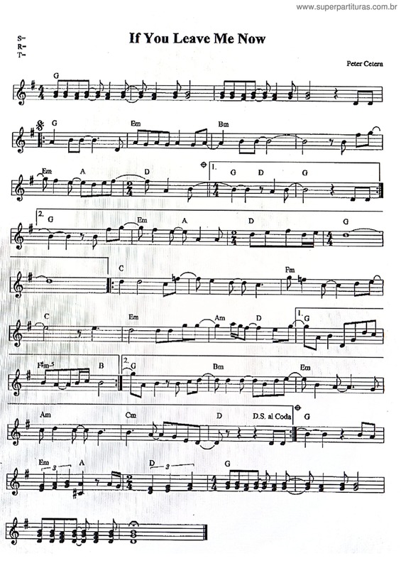 Partitura da música If You Leave Me Now v.6