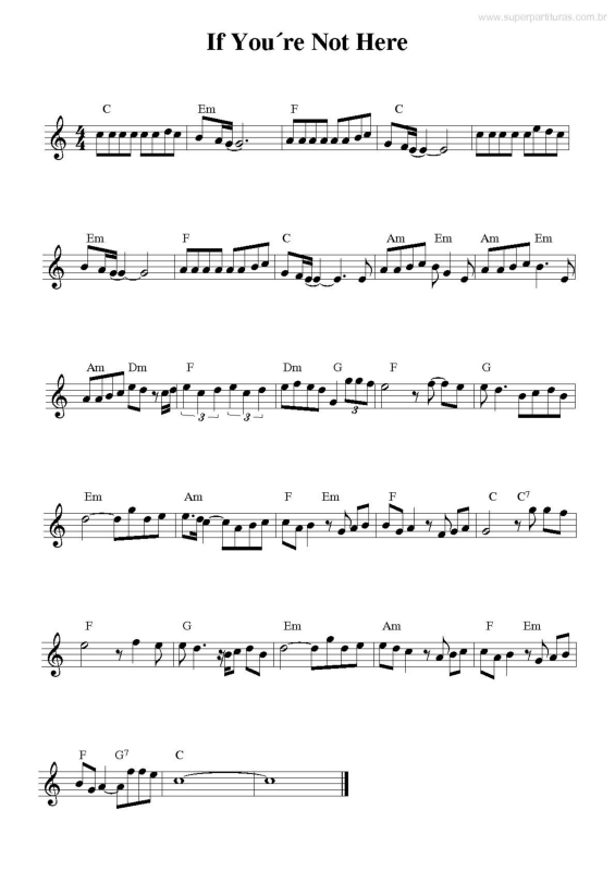 Partitura da música If You`re Not Here