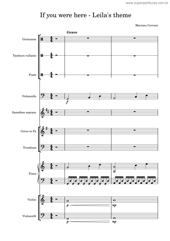 Partitura da música If You Were Here – Leila`S Love Theme