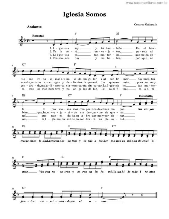 Partitura da música Iglesia Somos  Cesareo Gabarain