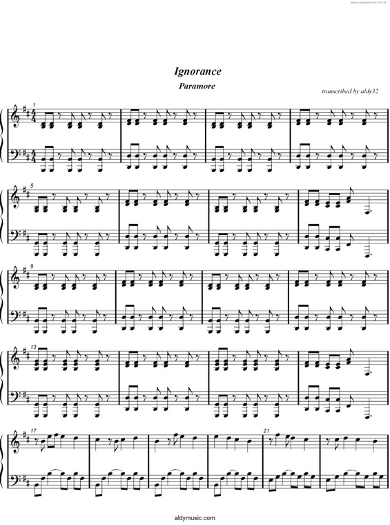 Partitura da música Ignorance