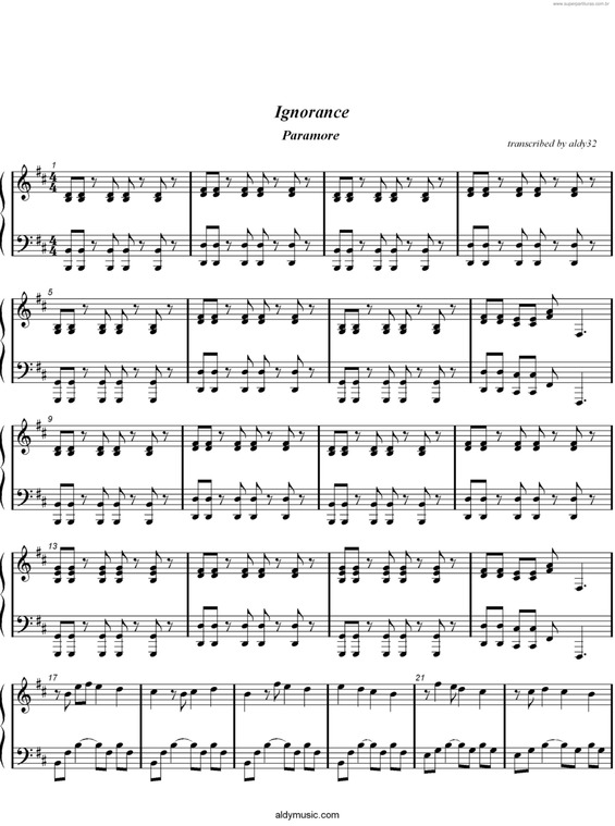 Partitura da música Ignorance