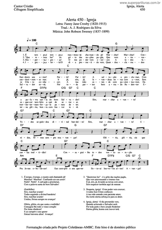 Partitura da música Igreja, Alerta