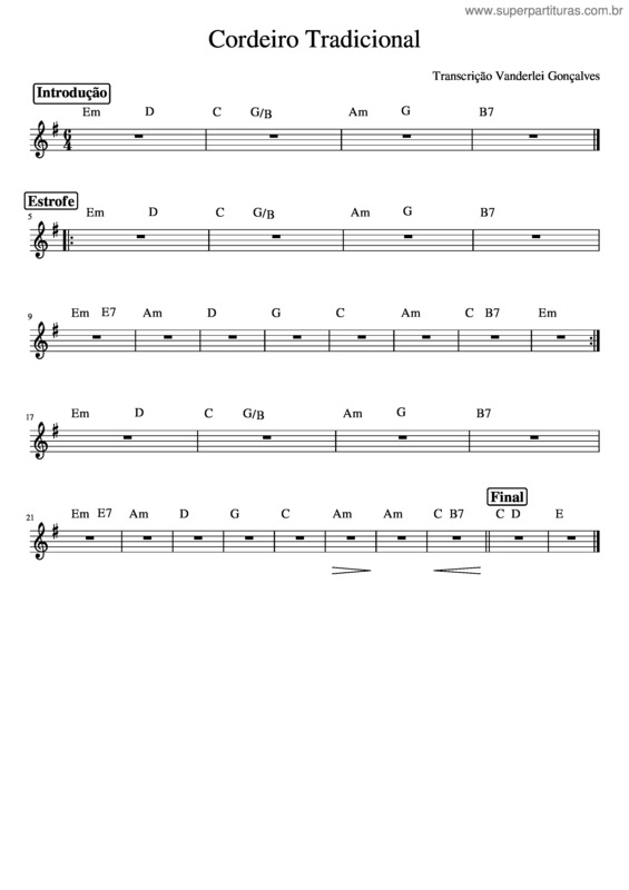 Partitura da música Igreja Catolica – Igreja Catolica Cordeiro Tradicional