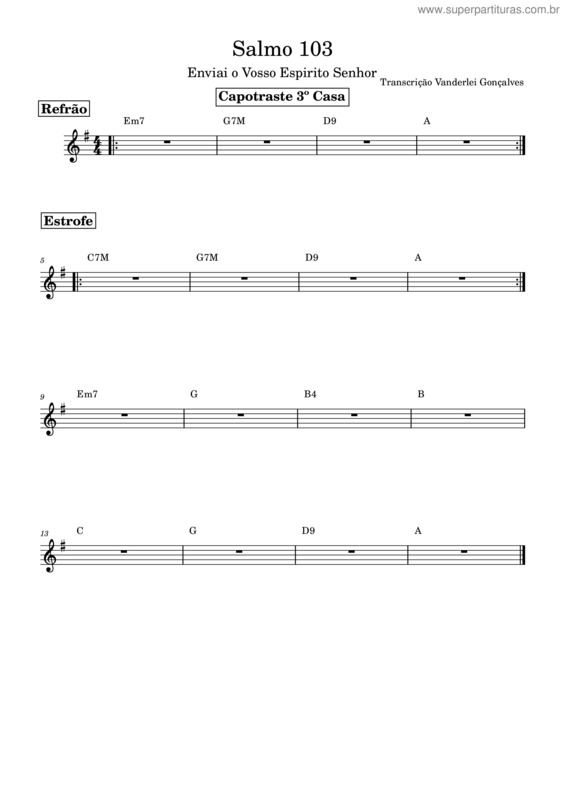 Partitura da música Igreja Catolica – Igreja Catolica Salmo 103 – Cifra – Violão
