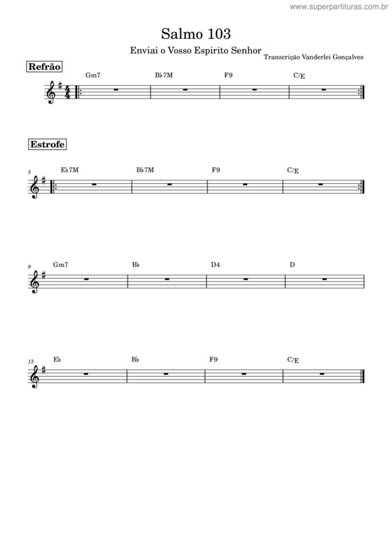 Partitura da música Igreja Catolica – Igreja Catolica Salmo 103