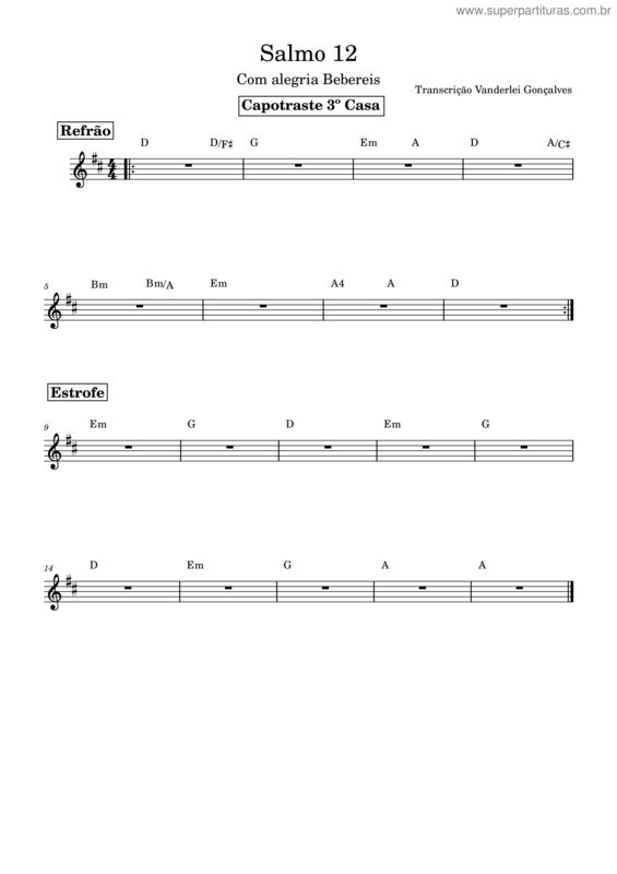 Partitura da música Igreja Catolica – Igreja Catolica Salmo 12 Cifra – Violão