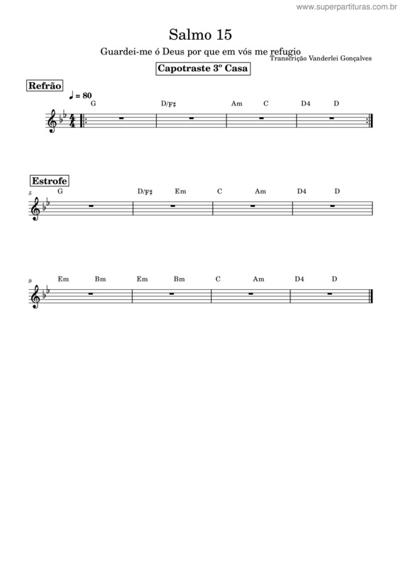 Partitura da música Igreja Catolica – Igreja Catolica Salmo 15 – Cifra – Violão