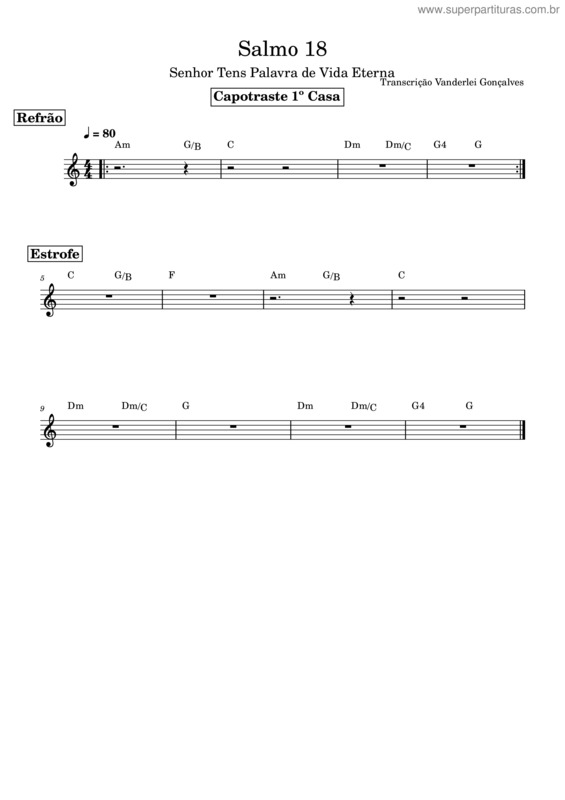 Partitura da música Igreja Catolica – Igreja Catolica Salmo 18 – Cifra – Violão