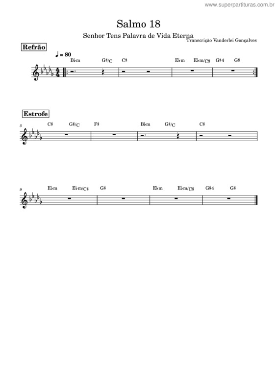 Partitura da música Igreja Catolica – Igreja Catolica Salmo 18