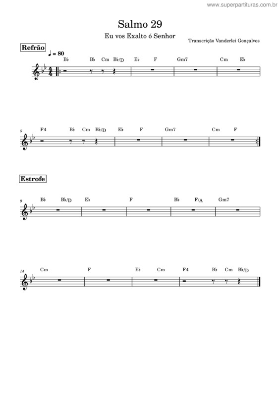 Partitura da música Igreja Catolica – Igreja Catolica Salmo 29