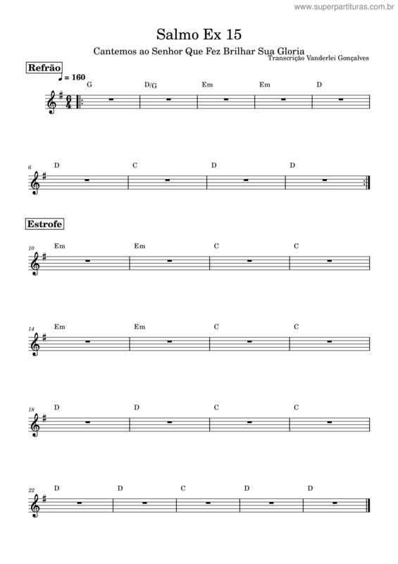 Partitura da música Igreja Catolica – Igreja Catolica Salmo Ex 15