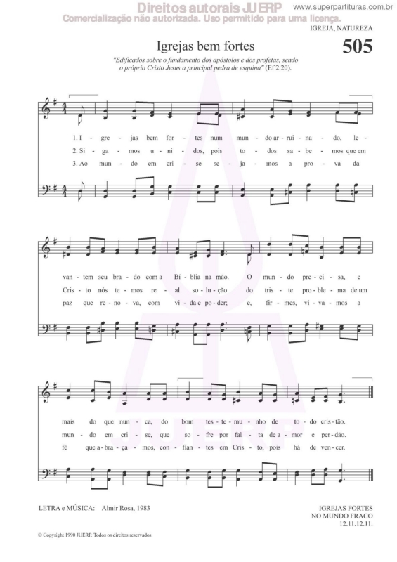 Partitura da música Igrejas Bem Fortes - 505 HCC v.2