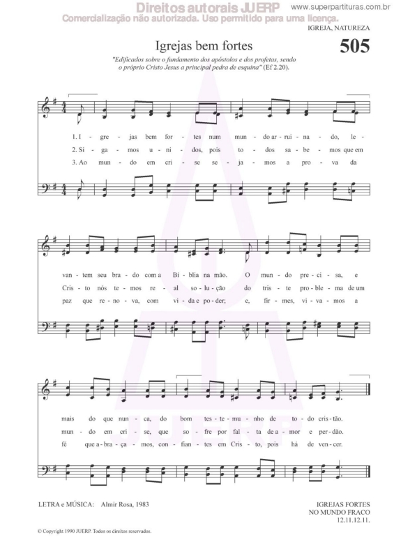 Partitura da música Igrejas Bem Fortes - 505 HCC v.2