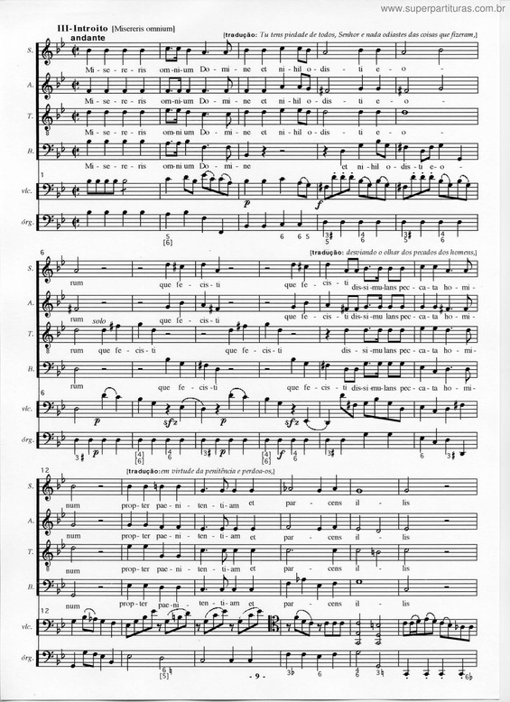 Partitura da música III - Introito