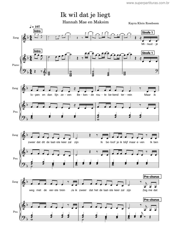 Partitura da música Ik Wil Dat Je Liegt – Hannah Mae & Maksim