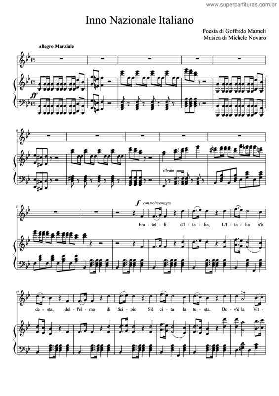 Partitura da música Il Canto degli Italiani v.2