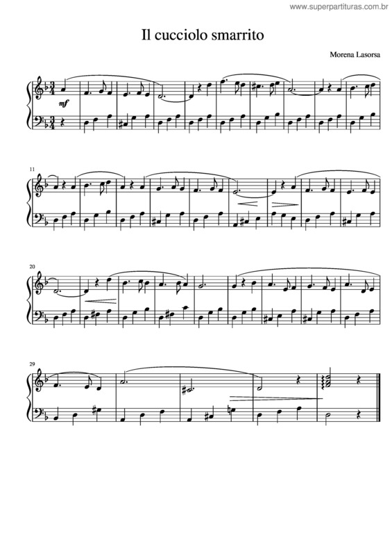 Partitura da música Il Cucciolo Smarrito