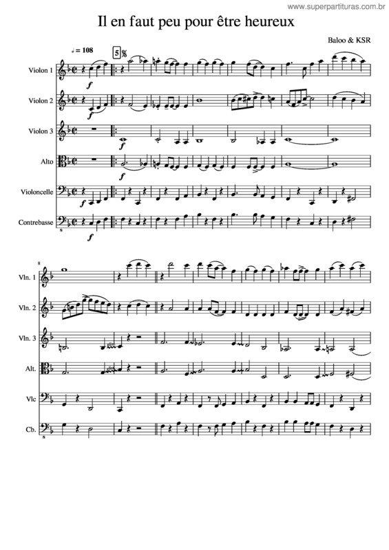 Partitura da música Il En Faut Peu Pour Être Heureux v.2