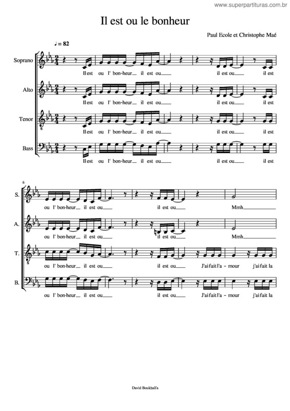 Partitura da música Il Est Ou Le Bonheur Ma Version Le 7 Mai 2018