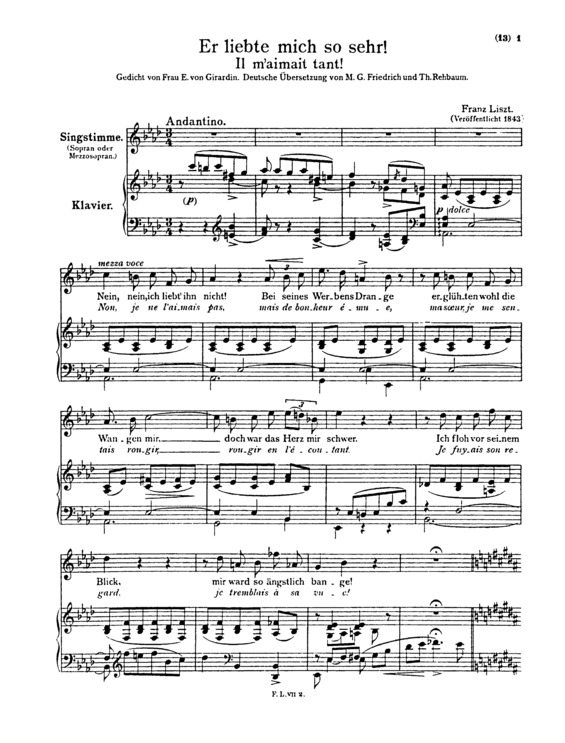 Partitura da música Il M_aimait Tant S.271