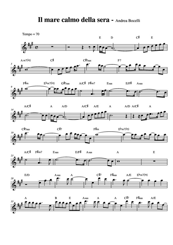 Partitura da música Il Mare Calmo Della Sera v.3
