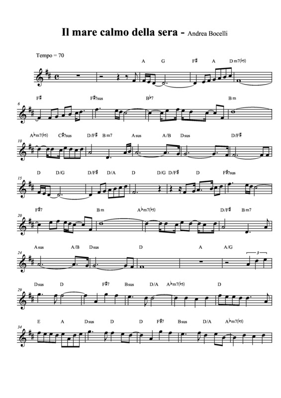 Partitura da música Il Mare Calmo Della Sera v.4