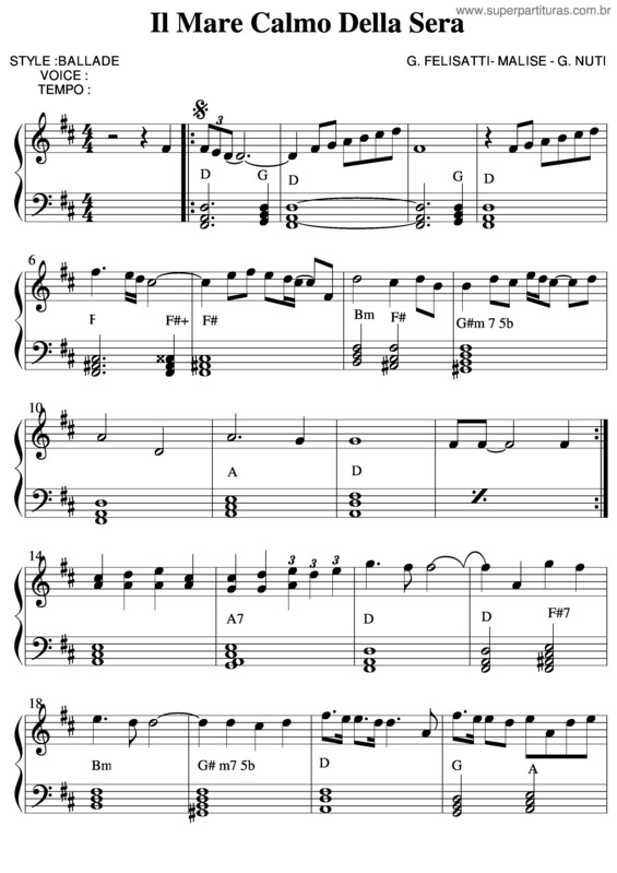 Partitura da música Il Mare Calmo Della Sera v.6