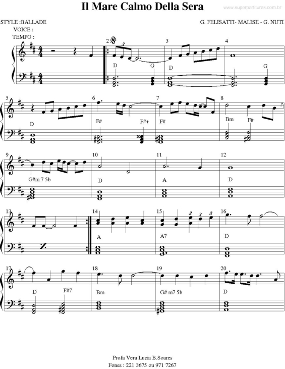 Partitura da música IL Mare Calmo Della Sera