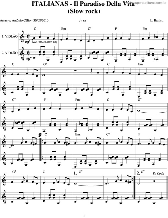 Partitura da música Il Paradiso Della Vita