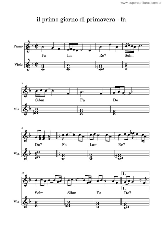 Partitura da música Il Primo Giorno Di Primavera – Dik Dik