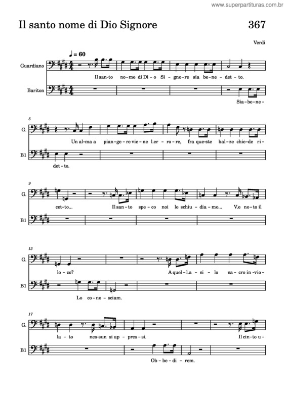 Partitura da música Il Santo Nome Di Dio Signore – Giuseppe Verdi v.2