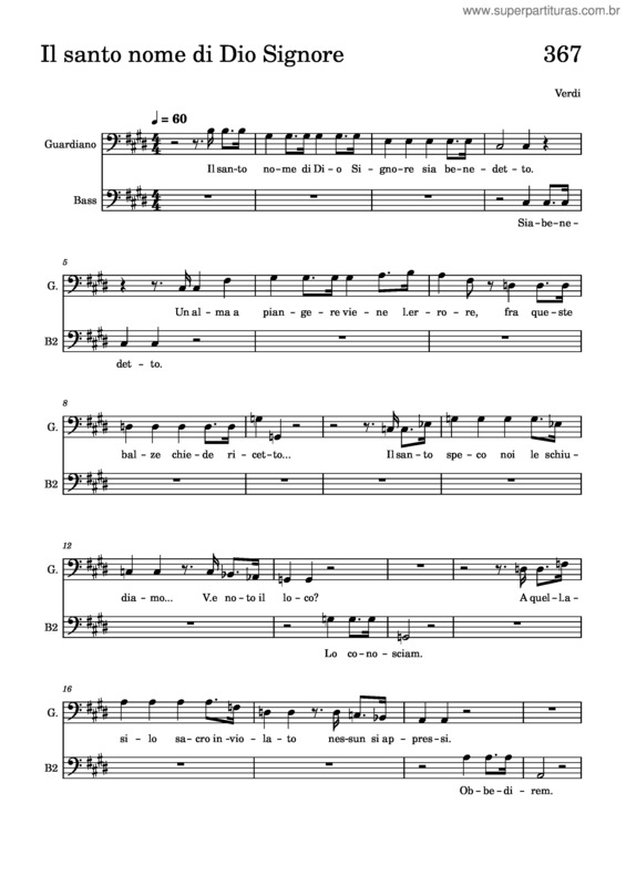 Partitura da música Il Santo Nome Di Dio Signore – Giuseppe Verdi