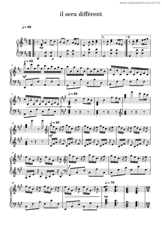 Partitura da música Il Sera Différent