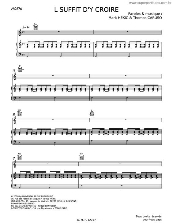 Partitura da música Il Suffit D`Y Croire