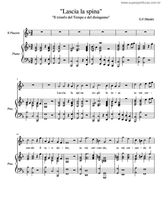 Partitura da música Il Trionfo Del Tempo E Del Disinganno: Lascia La Spina