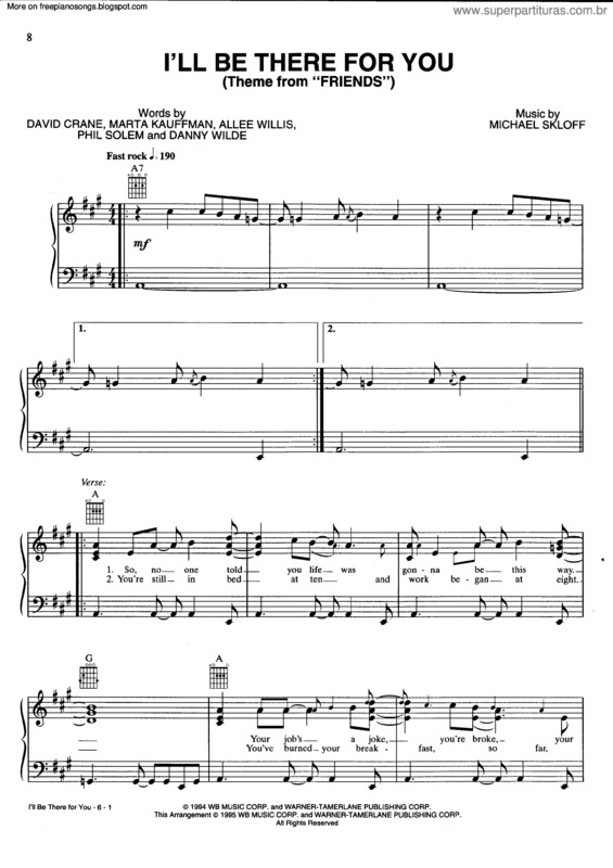 Partitura da música Ill Be There For You v.3