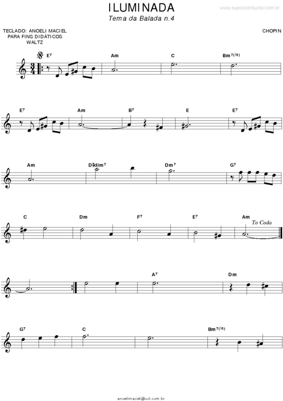 Partitura da música Iluminada (Tema da Balada n. 4)