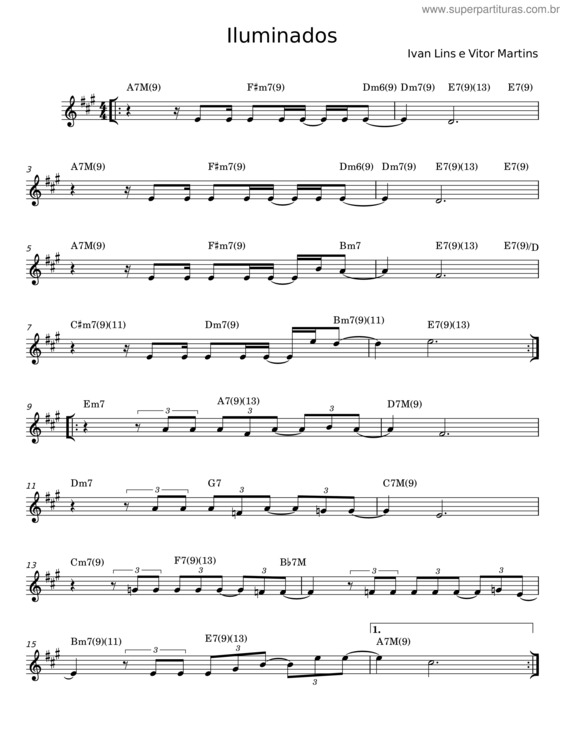 Partitura da música Iluminados – Ivan Lins